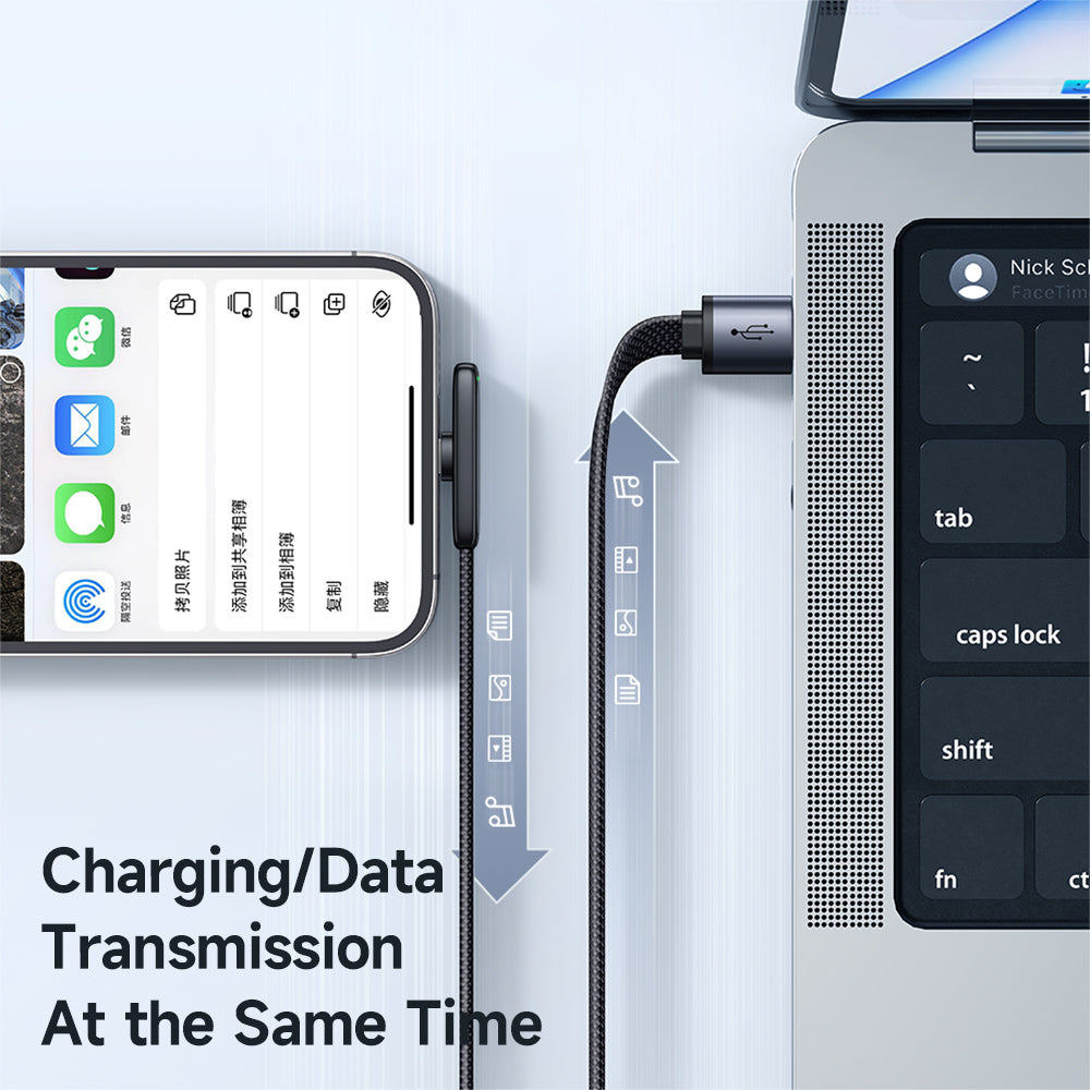 MCDODO CA-2790 MDD 1.2m Nylon Braided Data Cord Elbow Angled USB to Lightning 3A Fast Charging Cable - Black MCDODO CA-2790 MDD 1.2m Nylon Braided Data Cord Elbow Angled USB to Lightning 3A Fast Charging Cable - Black